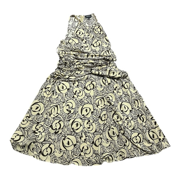 Adrianna Papell Halter neck Gold Chain Floral Dress Size 10 Fall Wedding Guest - Picture 1 of 7